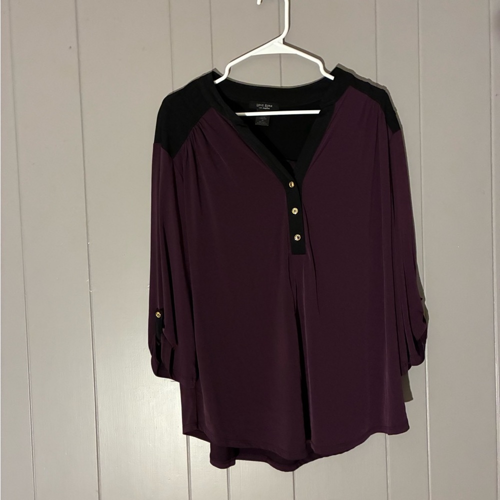 Elegant Purple Blouse with Black Accents
